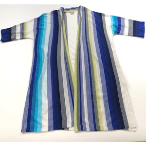 Cardigan maglione crepe Chico's donna 1 medio a righe aperto davanti leggero - Foto 1 di 12