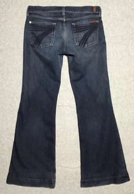 Pantalones de mezclilla para mujer 7 For All Mankind Dojo Bootcut 29 azul lavado oscuro tiro bajo acampanado Foto 1 de 4