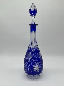 Nachtmann Traube kobaltblau 15" hoch groß geschnitten klar Dekanter mit Stopfen - Bild 1 von 11
