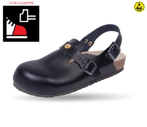 Arbeitsschuhe Clog Herren Damen ESD antistatisch Stahlkappe Fersenriemen Schwarz - Bild 1 von 8