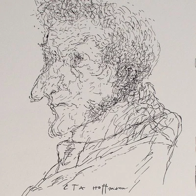 Horst Janssen Dichterköpfe E.T. A. Hoffmann Porträt signiert Zinkografie 1966 - Bild 1 von 4