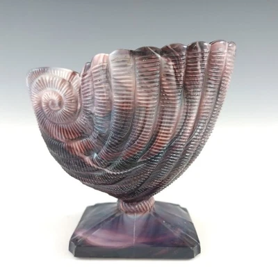 Victorian 1890's Malachite / Slag Glass Nautilus Shell Vase - image 1 of 4