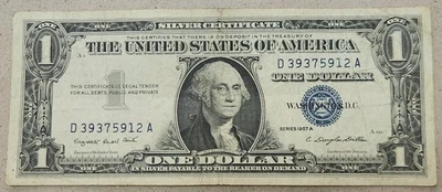 UNITED STATES OF AMERICA 🇺🇸 ONE (1) DOLLAR SILVER CERTIFICATE BANKNOTE 1957 A - Image 1 of 2