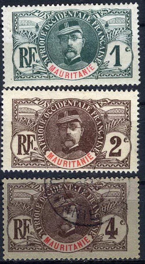 Mauritania 1906 General Faidherbe Mostly MH (SC# 1-3) - Image 1 of 1
