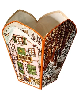 Vintage German Advent Calendar Fold-Out Basket House Scene 9" Tall - Picture 1 of 3