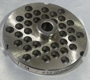 TSM #32 Fleischwolfplatte - 10 mm Löcher, Edelstahl, 3 Kerben, 3-7/8 Zoll Durchmesser - Bild 1 von 4