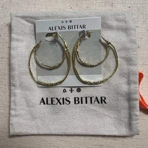 Alexis Bittar Intertwined Crystal Hoop Earrings In Gold NEW - Picture 1 of 7