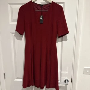 Joseph Women’s Wine Red Short Sleeve Fit And Flare Dress Size 12 New With Tags - Picture 1 of 5