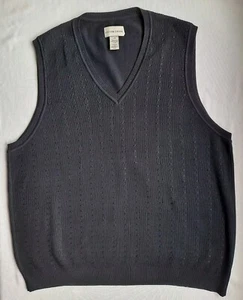 CUTTER&BUCK MENS SZ L KNIT V-NECK VEST SILK/COTTON BLACK - Picture 1 of 6