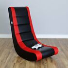 Armless Floor Rocker Video Gaming High Back Chair Faux Leather Classic Shape