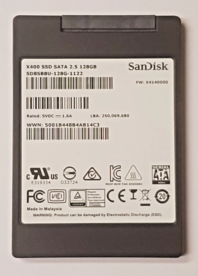 128 GB SATA III SanDisk X400 SSD SD8SB8U-128G-1122 3D-NAND TLC 2.5" Hard Drive - Image 1 of 1