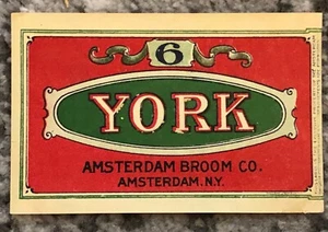 Vintage Broom Label York Amsterdam New York NY Original 1930's Unsold Old Stock - Picture 1 of 5