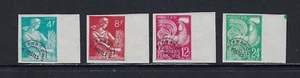 B&D: 1954 France Scott 707-710 pre-cancelled set IMPERFORATE margin singles NH - Picture 1 of 2