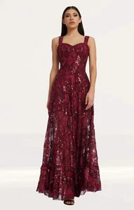 Dress The Population Womens Red Sequin Maxi Dress RRP £275 - Picture 1 of 21