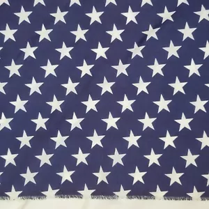 American Patriotic White Stars Blue Bkgd Fabric Cotton Blend Flag Bunting 8.5 Yd - Picture 1 of 9