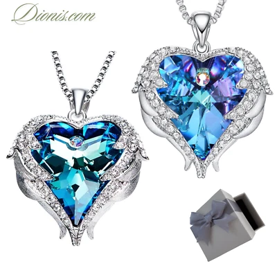 Damen Halskette Herz Zirkon Anhänger Frauen Schmuck Kette 925 Silber verstellbar - Bild 1 von 4