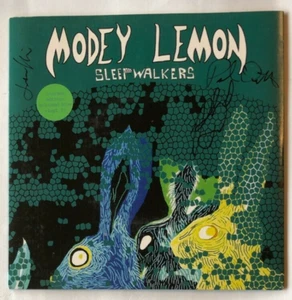 Modey Lemon Sleepwalkers AUTOGRAPHED Blue Vinyl 7 Inch Single New Signed Sleeve - Imagen 1 de 4