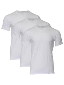 Calvin Klein Men's T-Shirts V-Neck Moisture Wicking 3-Piece White Sz: M NB2799 - Picture 1 of 1