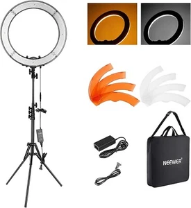 NEEWER 18 Inch Ring Light with Tripod Stand, 55W Large LED Ringlight, Cold Shoe - Picture 1 of 10