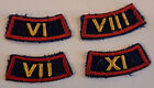 Roman Numerals VI, VII, VIII, XI Tabs Patches Lot of 4