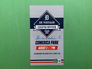 LOU WHITAKER SIGNED LEGEND DINNER BROCHURE BECKETT CERTIFIED - Picture 1 of 4