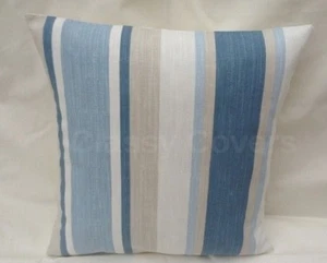 Laura Ashley Designer Cushion Cover AWNING STRIPE SEASPRAY BLUE Various Sizes - Picture 1 of 2