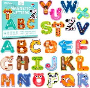 26PCS Colorful Magnetic Letters Toys for Toddlers, ABC Uppercase Alphabet Magnet - Picture 1 of 12