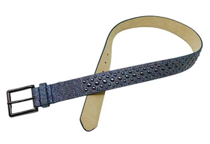 Womens Blue Multicolor Glitter Studded Belt Size Small / Medium Fun Festive - Picture 1 of 5