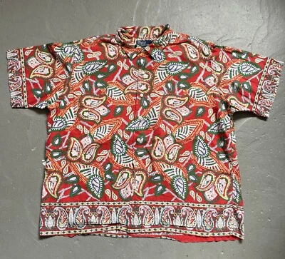 Camisa Polo Ralph Lauren Caldwell Patrón Aloha Estampado Paisley Cuello Lazo De Colección Foto 1 de 4