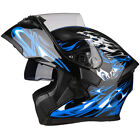 DOT Bluetooth Flip Up Motorcycle Helmet Motorbike Helmets w/Rear Safe Led Light