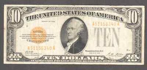 $10 1928 Gold Cert, Fr. 2400  Gold Certificate Very Fine - Picture 1 of 3