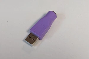 USB Adapter A Stecker auf PS/2 Buchse für Maus Tastatur PS2 Kupplung lila - NEU - Bild 1 von 3