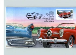 Beautiful Hand Painted 50's SPORTY CARS, pic Studebaker Starliner, pictorial can - Picture 1 of 1