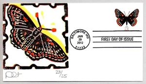 BALTIMORE CHECKERSPOT BUTTERFLY FIRST DAY OF ISSUE FDC, CURTIS BLOCK PRINT COVER - Picture 1 of 1