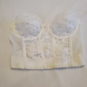 Vintage Victoria's Secret White Lace Bustier Corset Underwire Bra 32B Union Made - Picture 1 of 13