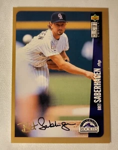 1996 Upper Deck Choice Bret Saberhagen GOLD SIGNATURE Baseball Card - Picture 1 of 2