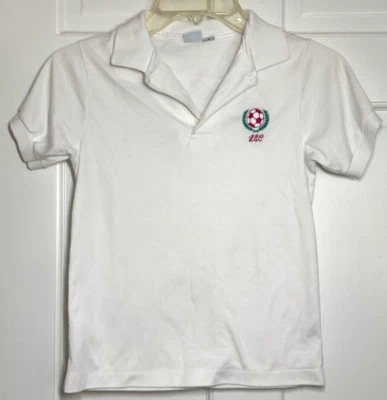 FAST FRIENDS KIDS GIRLS WHITE POLO SHIRT SOCCER SIZE LARGE INITIAL LEC EUC - Image 1 of 2