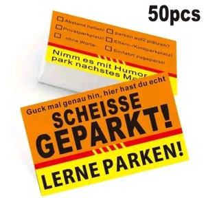 50x Falschparker Scheisse Geparkt Visitenkarten  Parkverbot Prank Scherzartikel  - Bild 1 von 5
