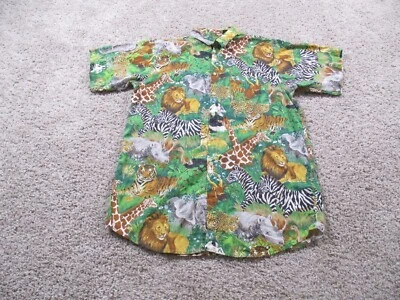Vintage Tango Shirt Mens XL Green Max Raab Button Up African Safari Animals - Image 1 of 4