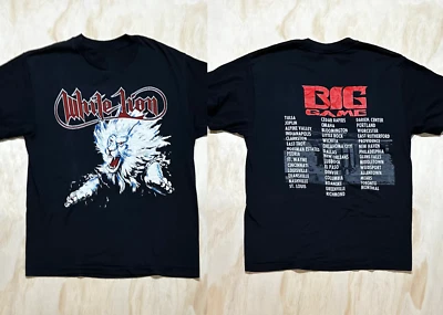 T-Shirt Unisex White Lion Band Double Sided Big Game Tour ZA040 - Immagine 1 di 4