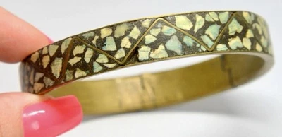 NUEVA Pulsera con incrustaciones de latón y mosaico turquesa. Juego de collar mariposa Lia Sophia Foto 1 de 4