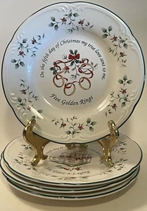 Pfaltzgraff 1998 Winterberry 12 Days Christmas Set #2 Day 5,6,7,8 Dessert Plates - Picture 1 of 9