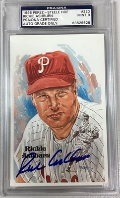 Richie Ashburn Signed Perez Steele Postcard Baseball Philly Autograph PSA/DNA 9 - Image 1 of 4