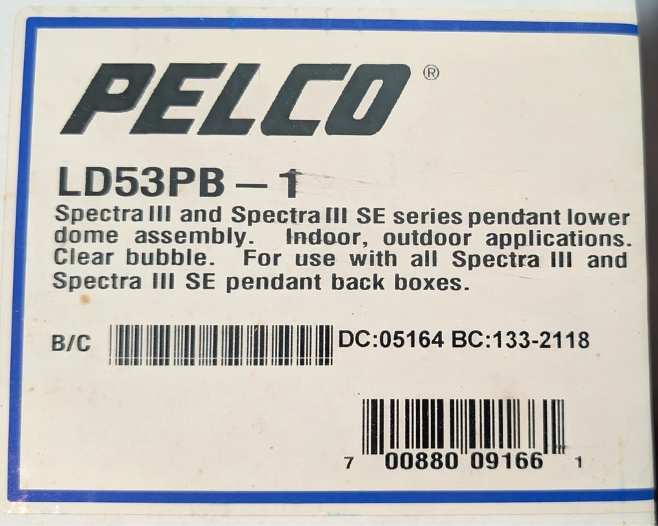 Pelco LD53PB-1 Spectra III & SE Pendant Lower Dome Assembly - SAME DAY SHIPPING - Image 1 of 1