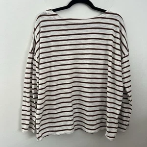 J. Jill Kastig Gestreiftes Top Bluse Shirt mit U-Boot-Ausschnitt Damen Größe L - Bild 1 von 12