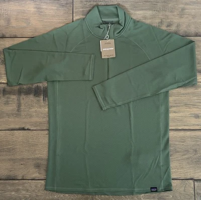 Nueva Camisa Patagonia Para Hombre Capilene Cremallera Cuello MEDIANA Verde Peso Medio $99 Foto 1 de 4