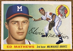 1955 TOPPS EDDIE MATHEWS BASEBALL CARD #155 EX-NM NICE CARD! READ DESC - Picture 1 of 16