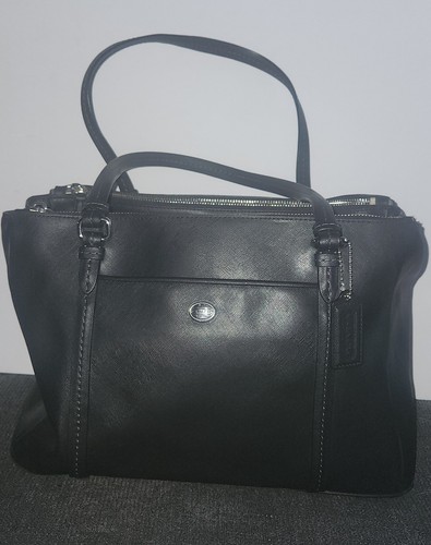 Borsa Coach Peyton F25669 Jordan in pelle nera con doppia zip doppio manico