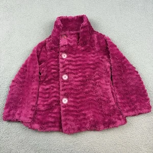 Patagonia Pelage Coat Faux Fur Shawl Jacket Girls Extra Small Pink 3 Button - Picture 1 of 6