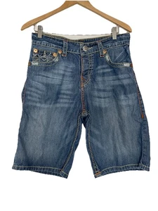 True Religion Surf Uomo 32 Pantaloncini Denim Pantaloncini Bottoni Fly Jeans Cotone Y2K - Foto 1 di 9